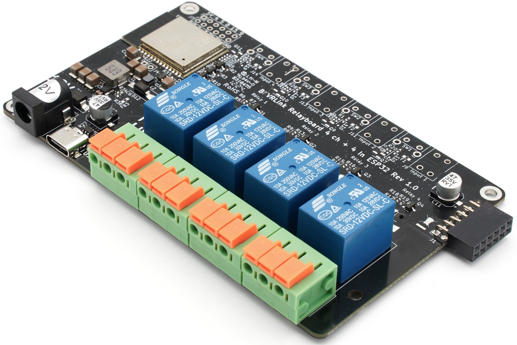 BEVRLink Relay Module, 4 Channel, 12V, ESP32 C6 WiFi, Bluetooth, Zigbee, Matter