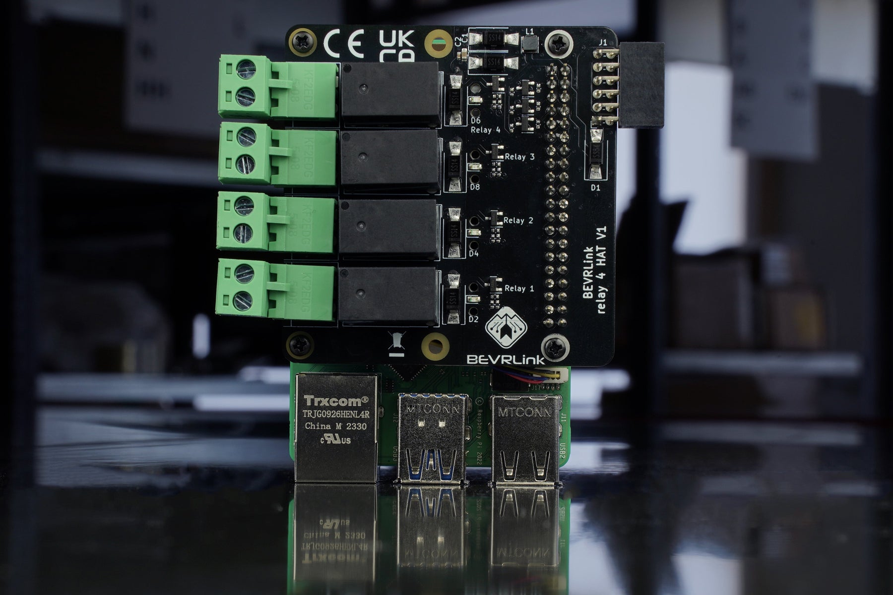 BEVRLink Raspberry Pi 5 - 4 Channel Relay HAT