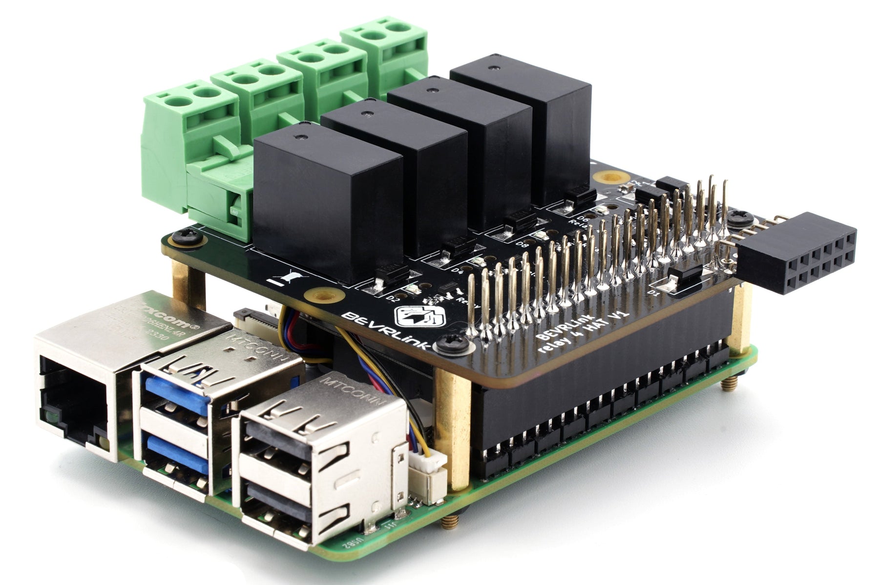 BEVRLink Raspberry Pi 5 - 4 Channel Relay HAT